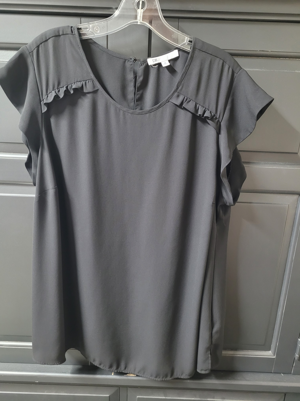 DR2 Black Flutter Sleeve Blouse